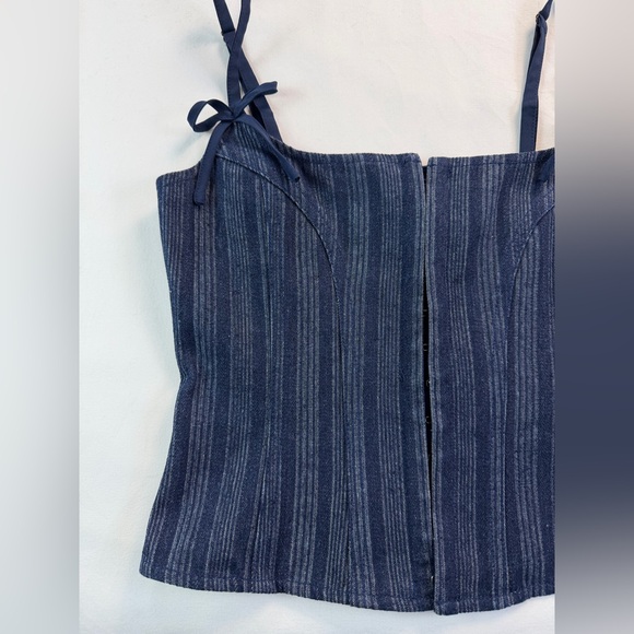 Revolve Lioness Denim Pin Striped Corset Size Small NWT - Picture 4 of 14